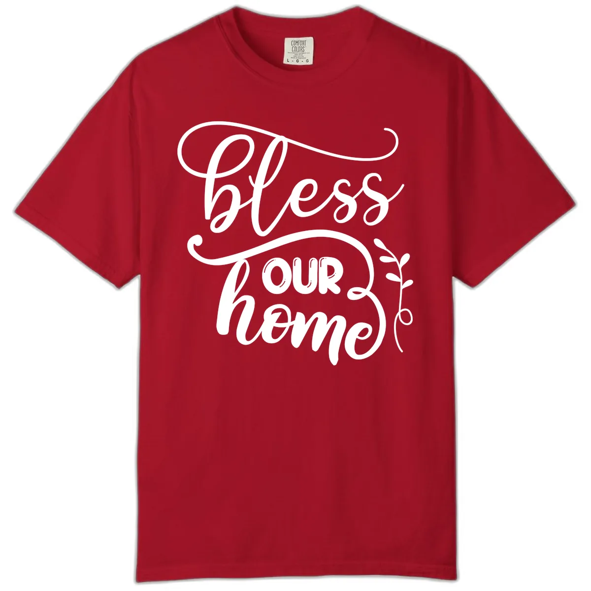 Bless Our Home Typography Design Comfort Color in Red