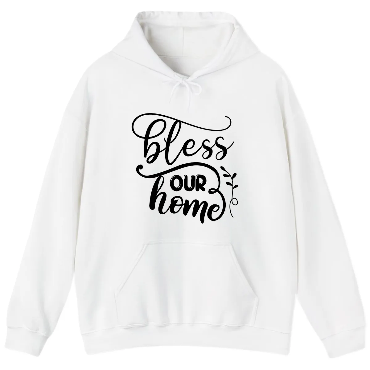 Bless Our Home Typography Design Hoodie in White