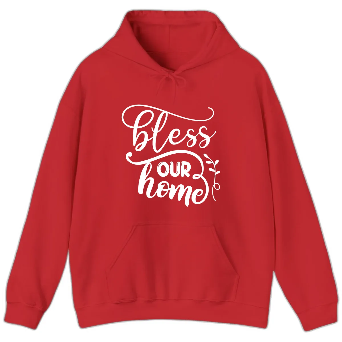 Bless Our Home Typography Design Hoodie in Red