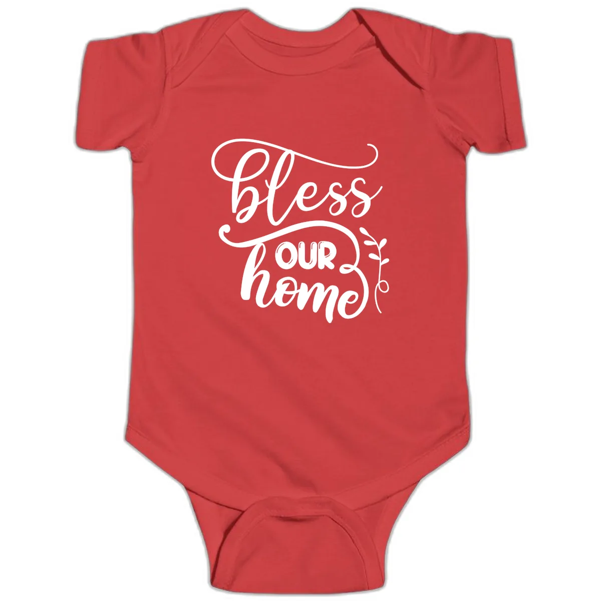 Bless Our Home Typography Design Baby Onesie in Red