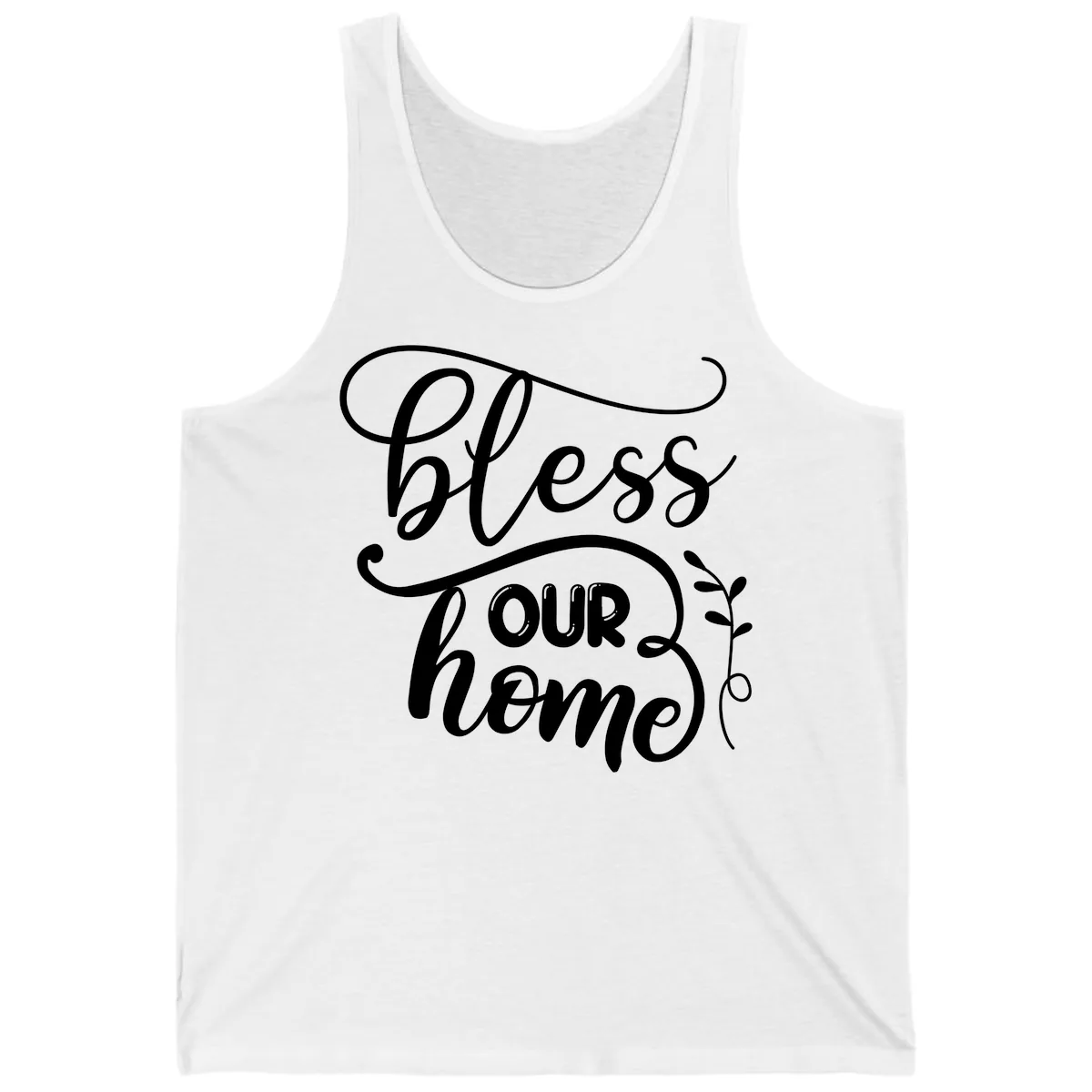 Bless Our Home Typography Design Tank in White