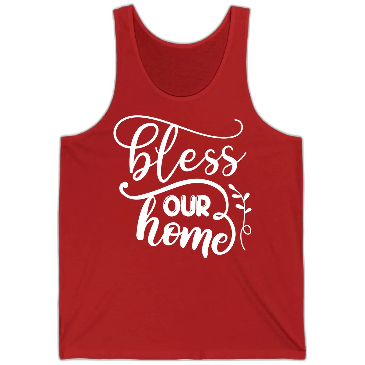 Bless Our Home Typography Design Tank in Red