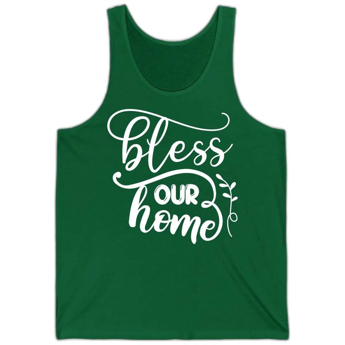 Bless Our Home Typography Design Tank in Kelly