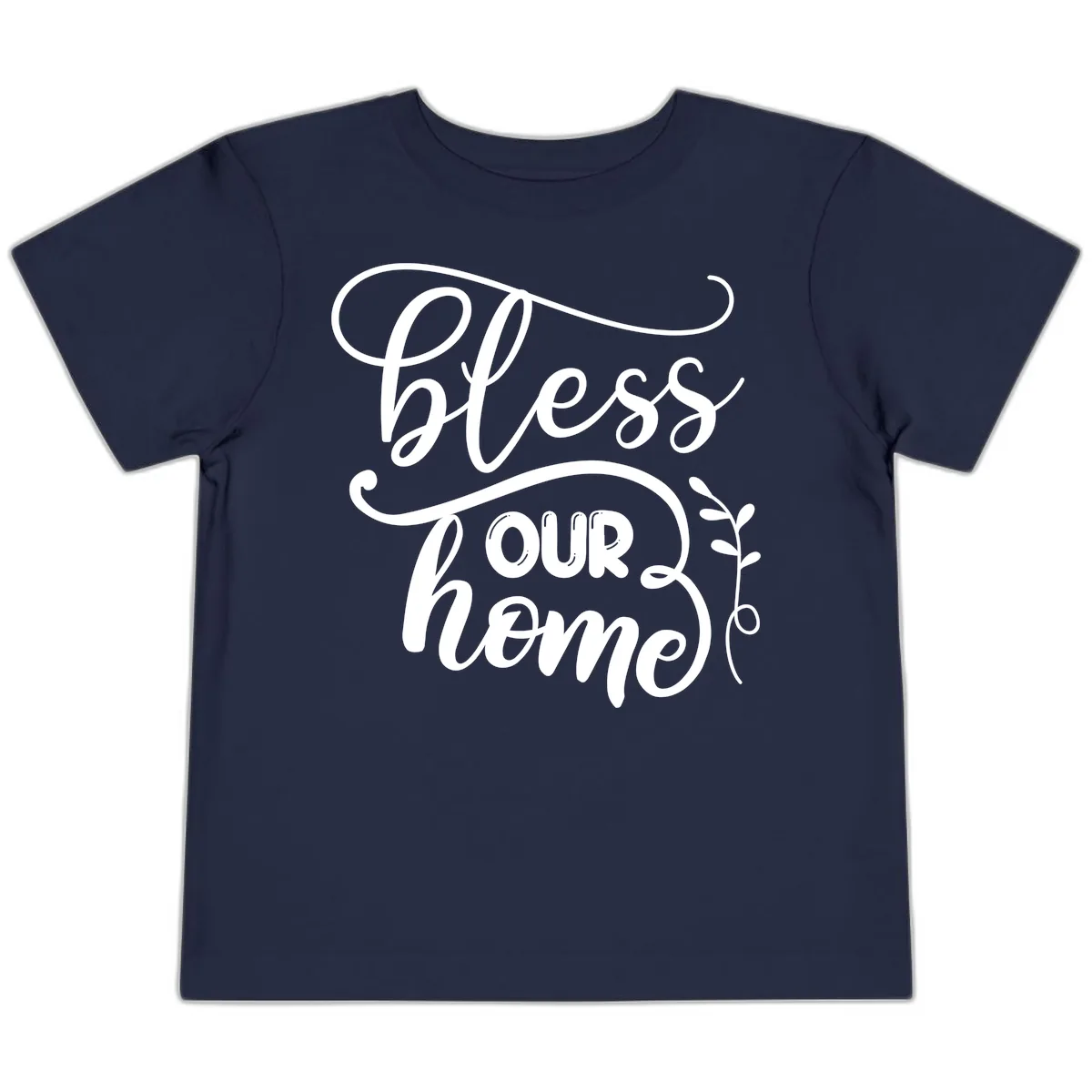 Bless Our Home Typography Design Toddler T-Shirt in Navy