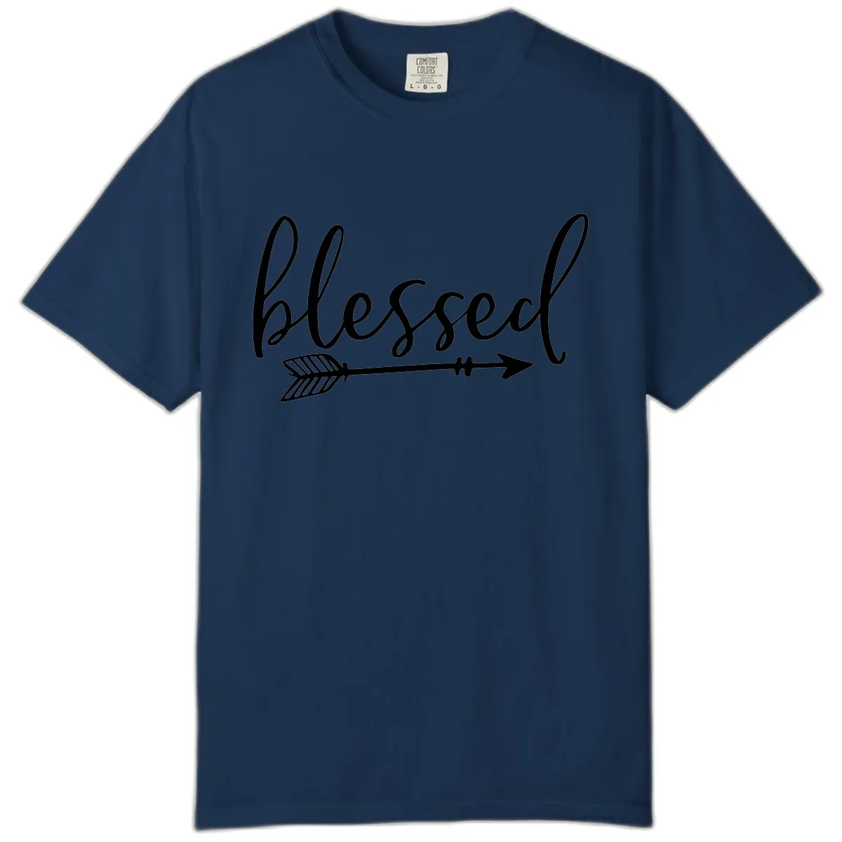 Blessed Arrow Script Design Comfort Color in Navy