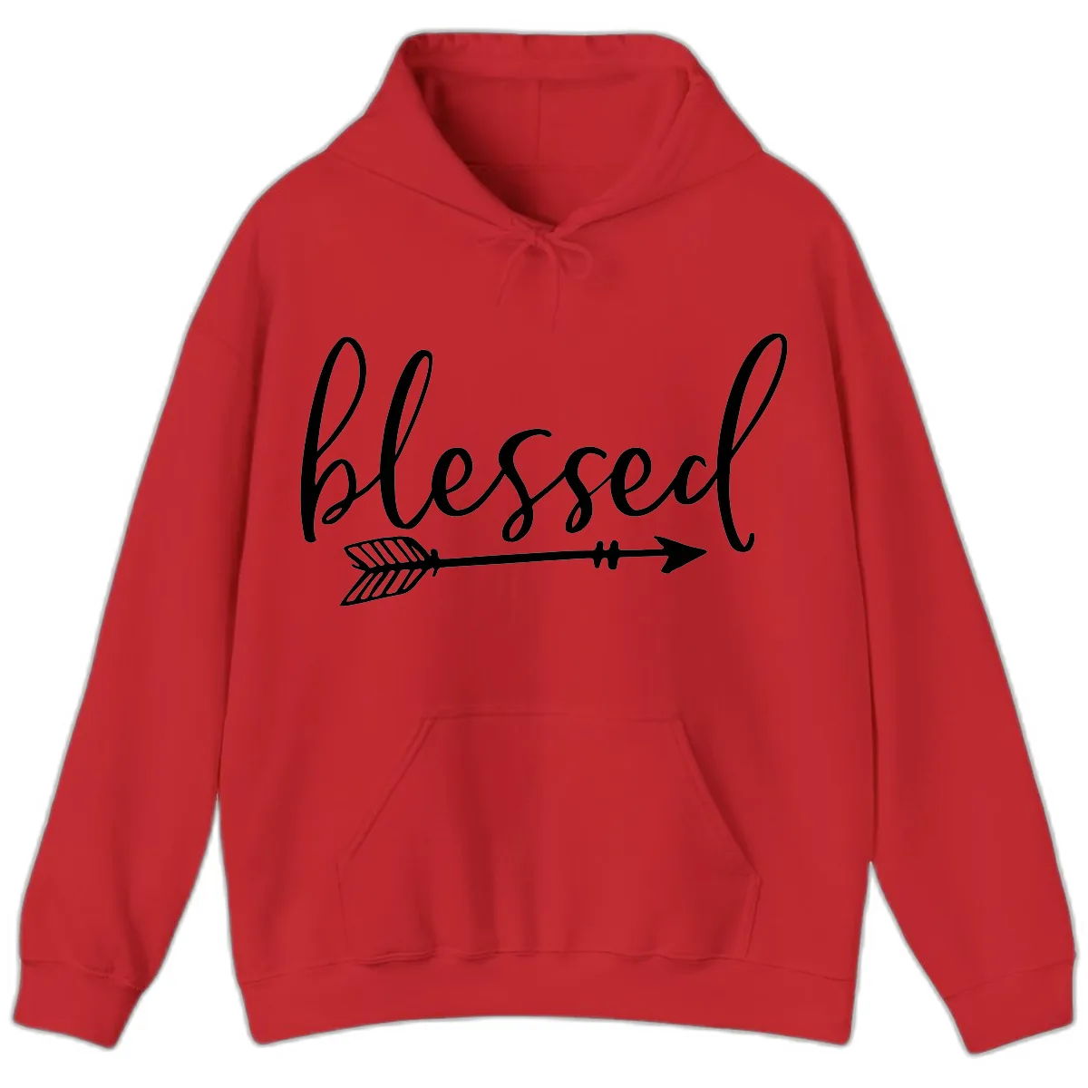 Blessed Arrow Script Design Hoodie in Red
