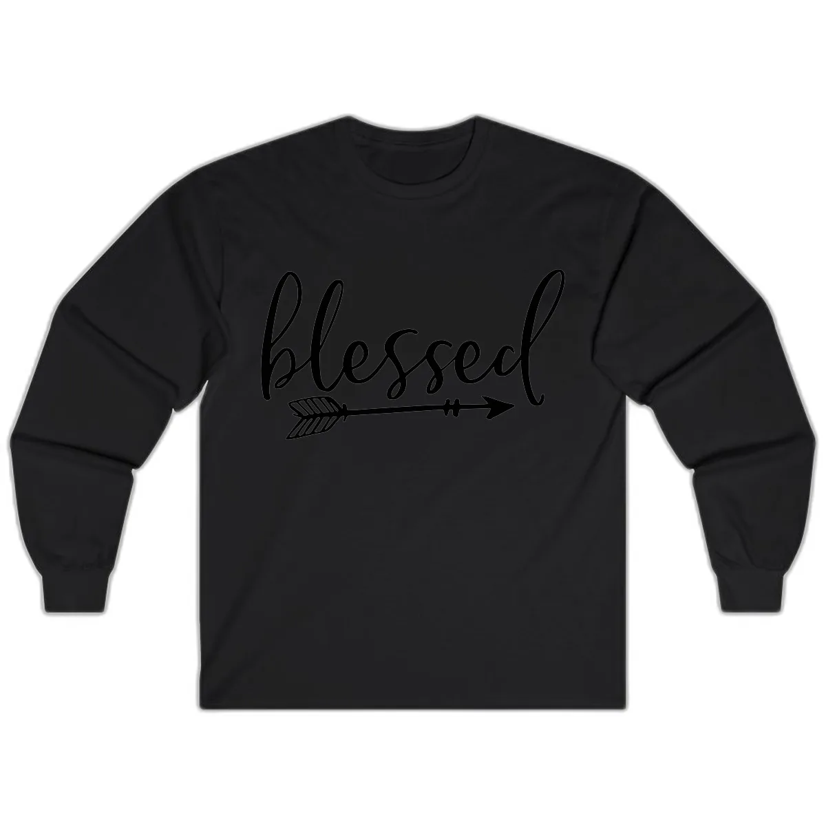 Blessed Arrow Script Design Long Sleeve in Black