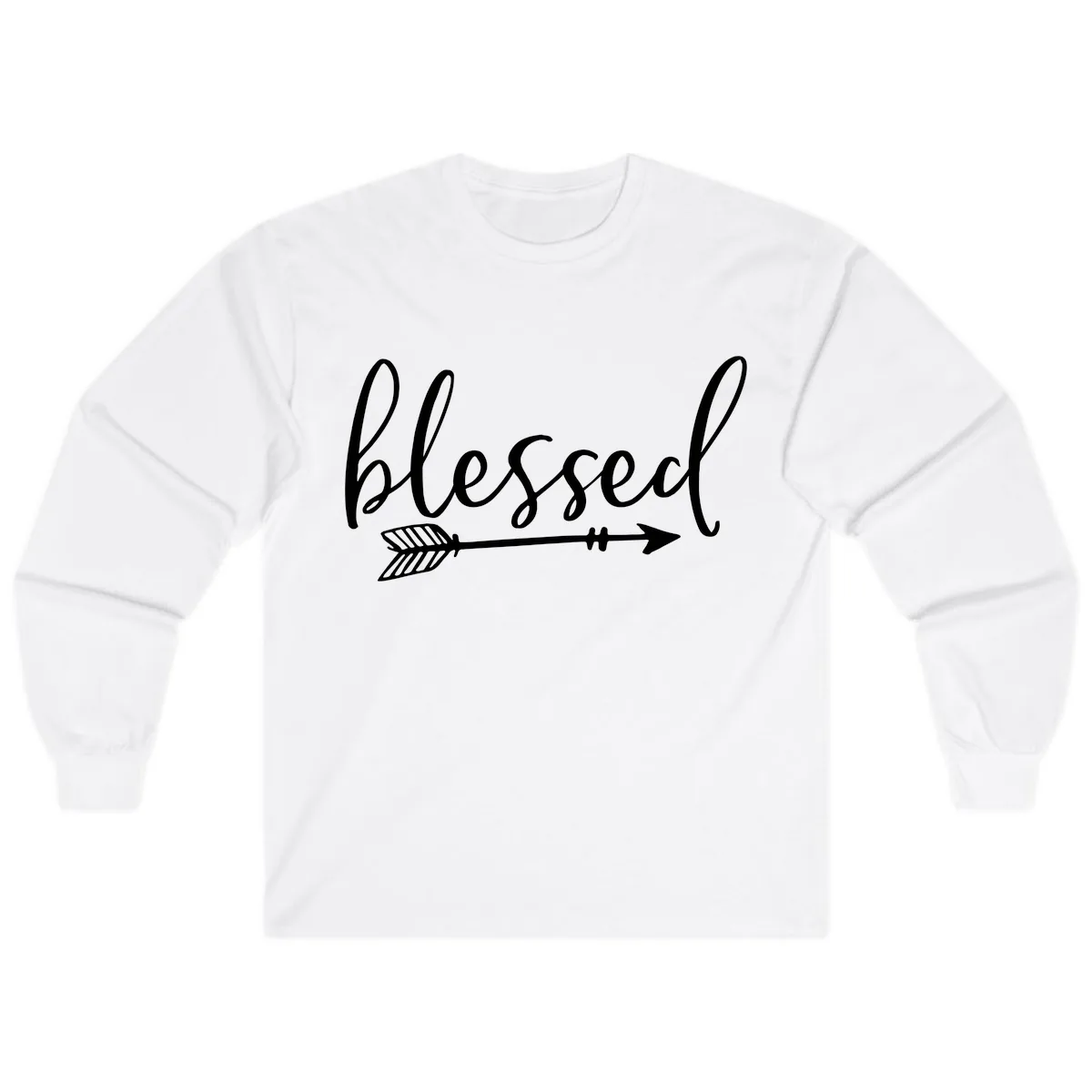 Blessed Arrow Script Design Long Sleeve in White