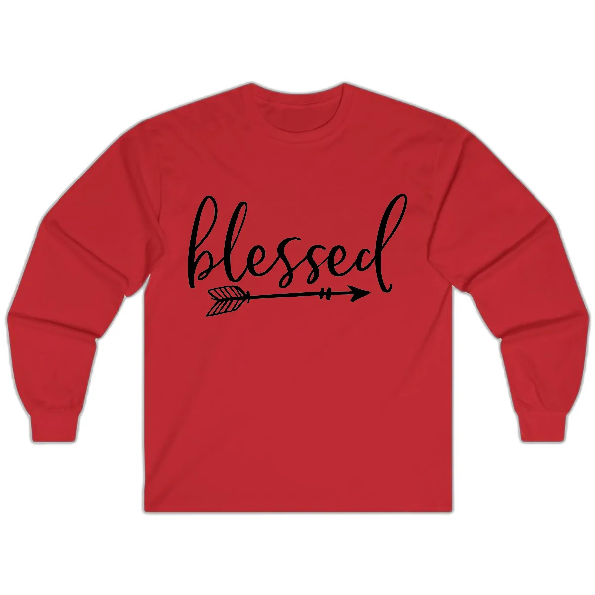 Blessed Arrow Script Design Long Sleeve in Red