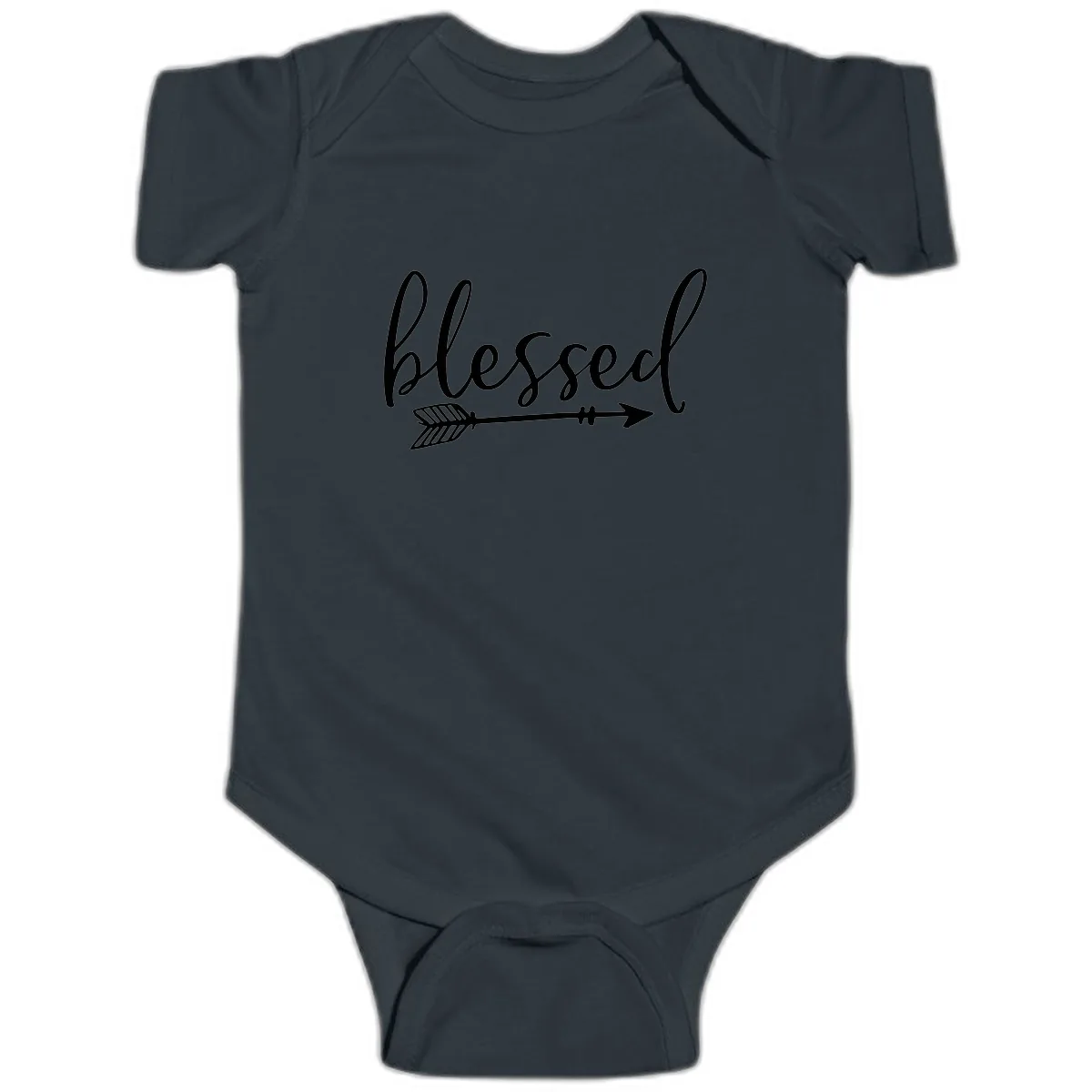 Blessed Arrow Script Design Baby Onesie in Black