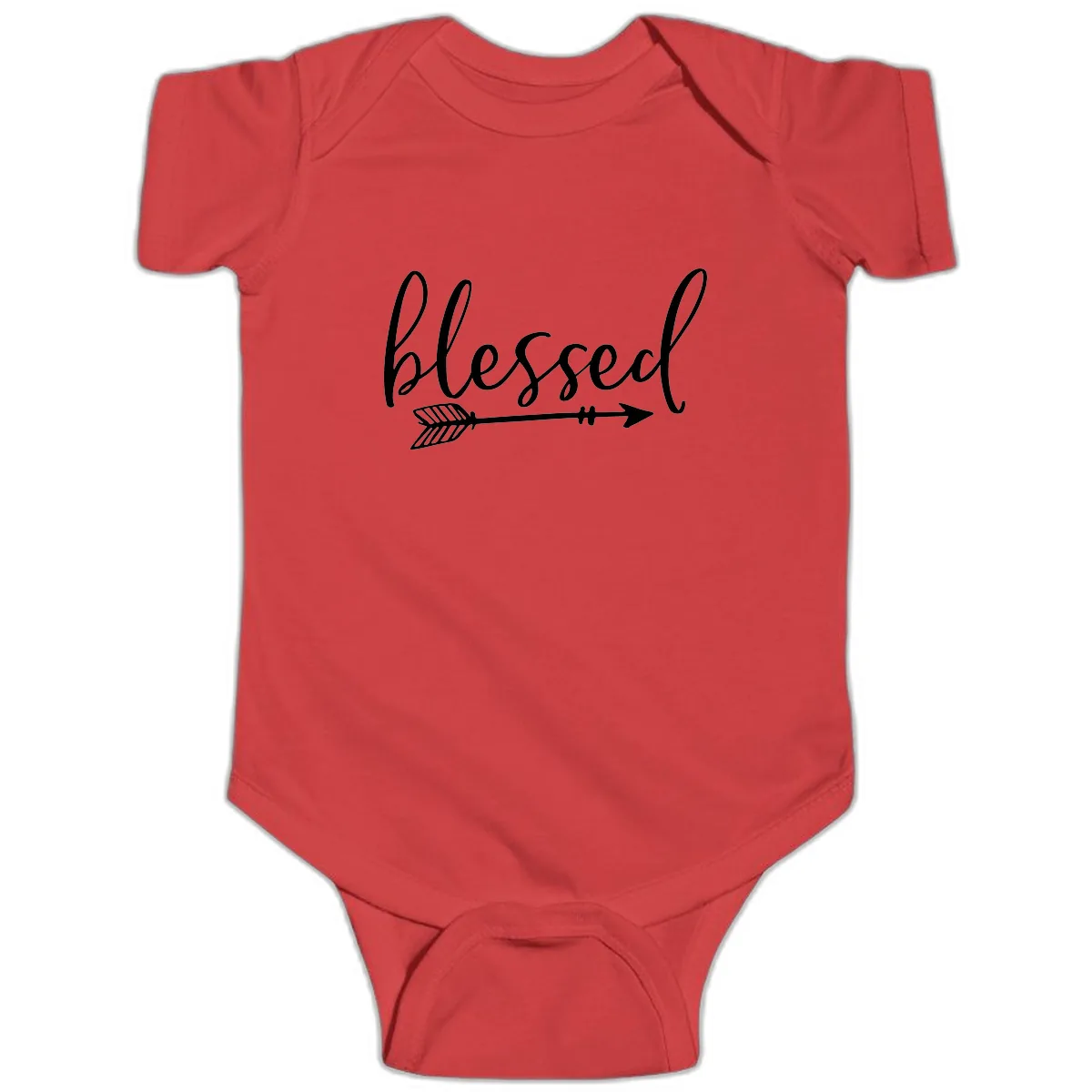 Blessed Arrow Script Design Baby Onesie in Red