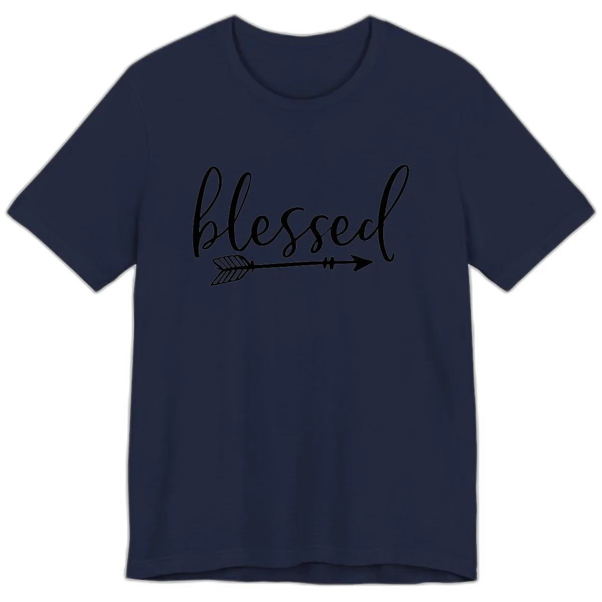 Blessed Arrow Script Design Premium T-Shirt in Navy