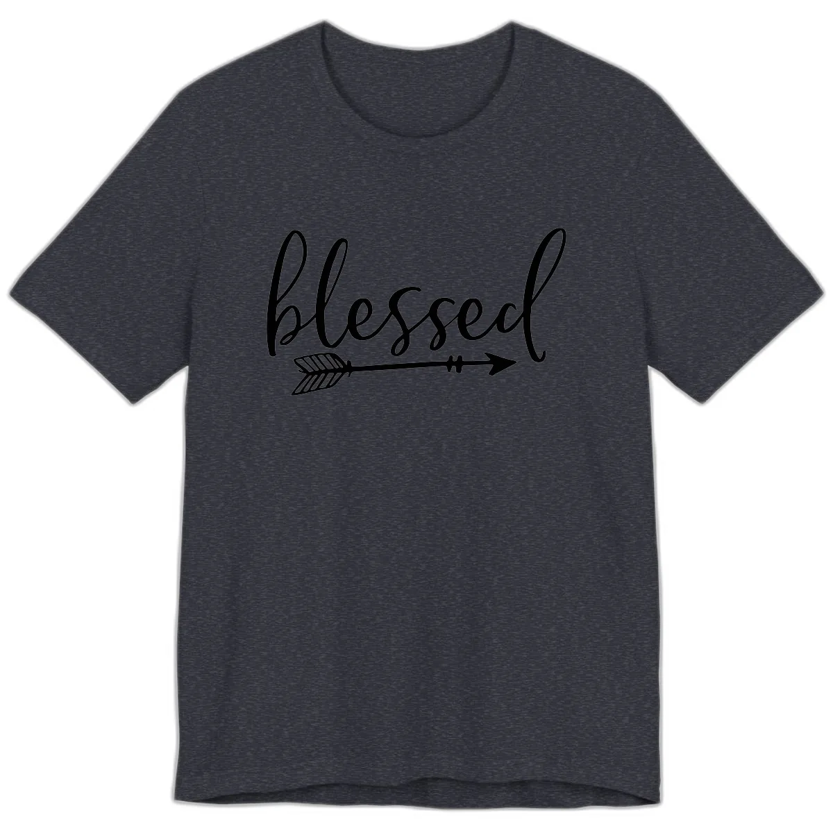 Blessed Arrow Script Design Premium T-Shirt in Heather Navy