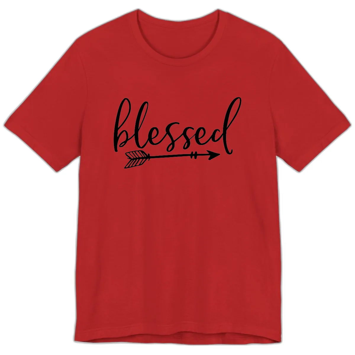Blessed Arrow Script Design Premium T-Shirt in Red