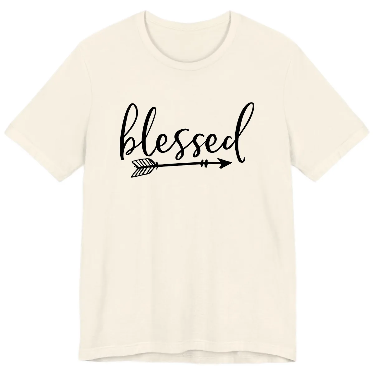 Blessed Arrow Script Design Premium T-Shirt in Natural