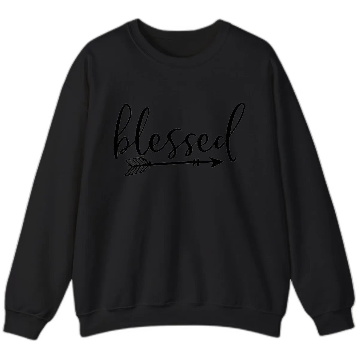 Blessed Arrow Script Design Sweatshirt in Black