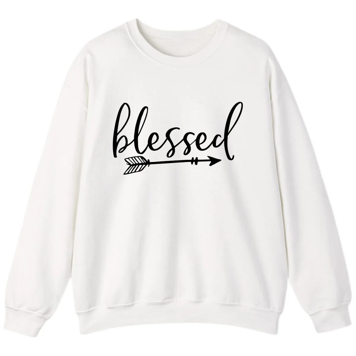 Blessed Arrow Script Design Sweatshirt in White