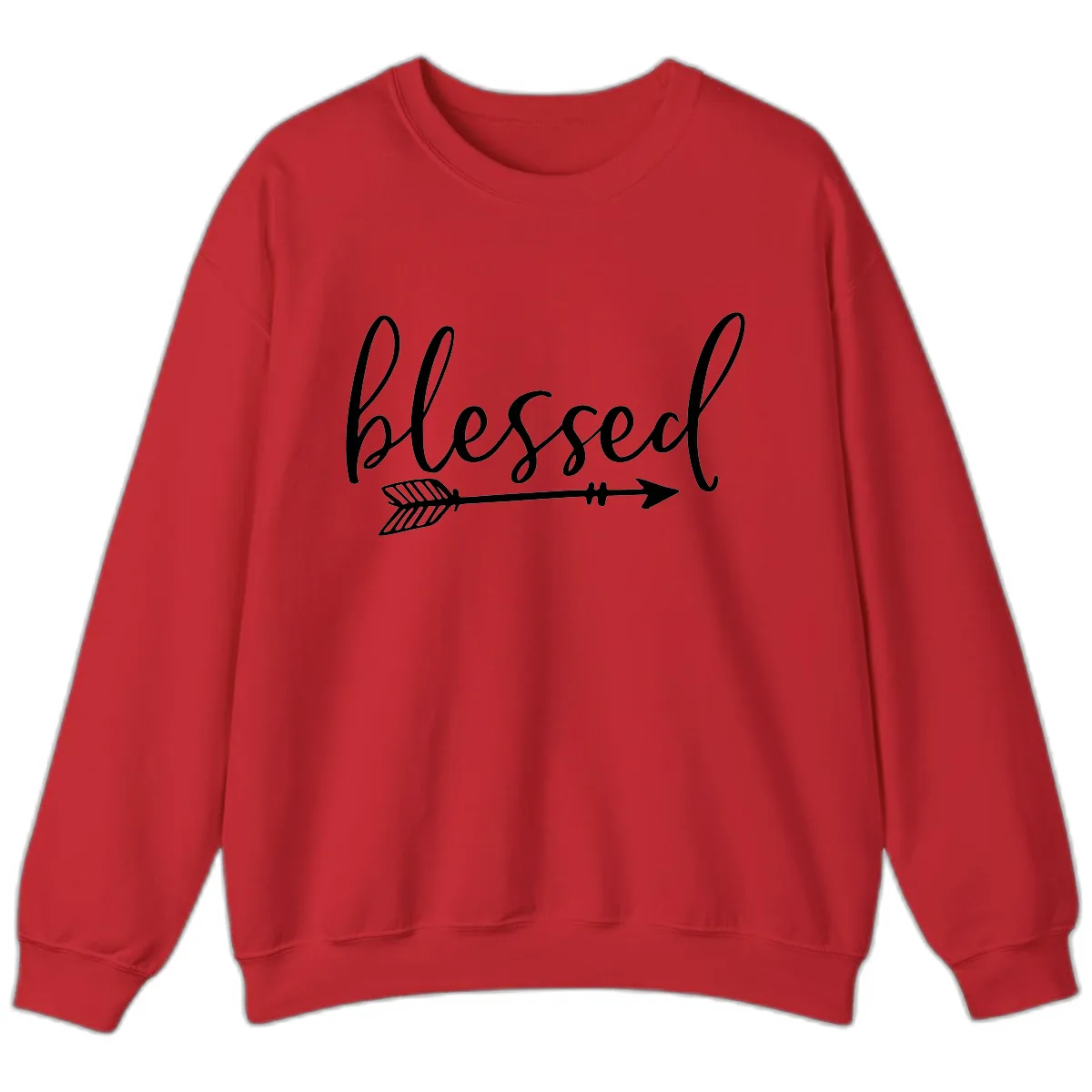 Blessed Arrow Script Design Sweatshirt in Red
