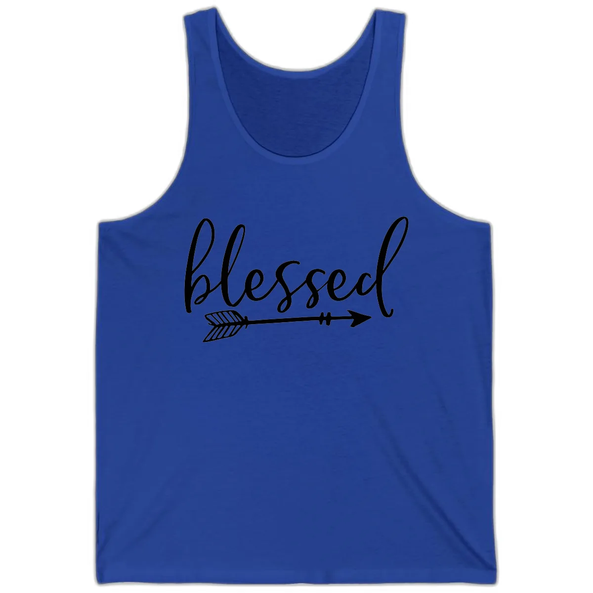Blessed Arrow Script Design Tank in True Royal