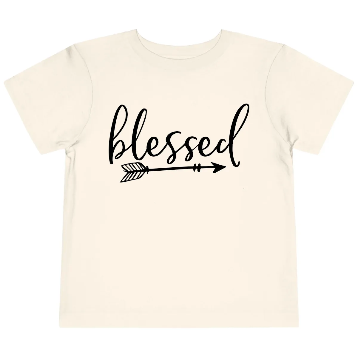 Blessed Arrow Script Design Toddler T-Shirt in Natural