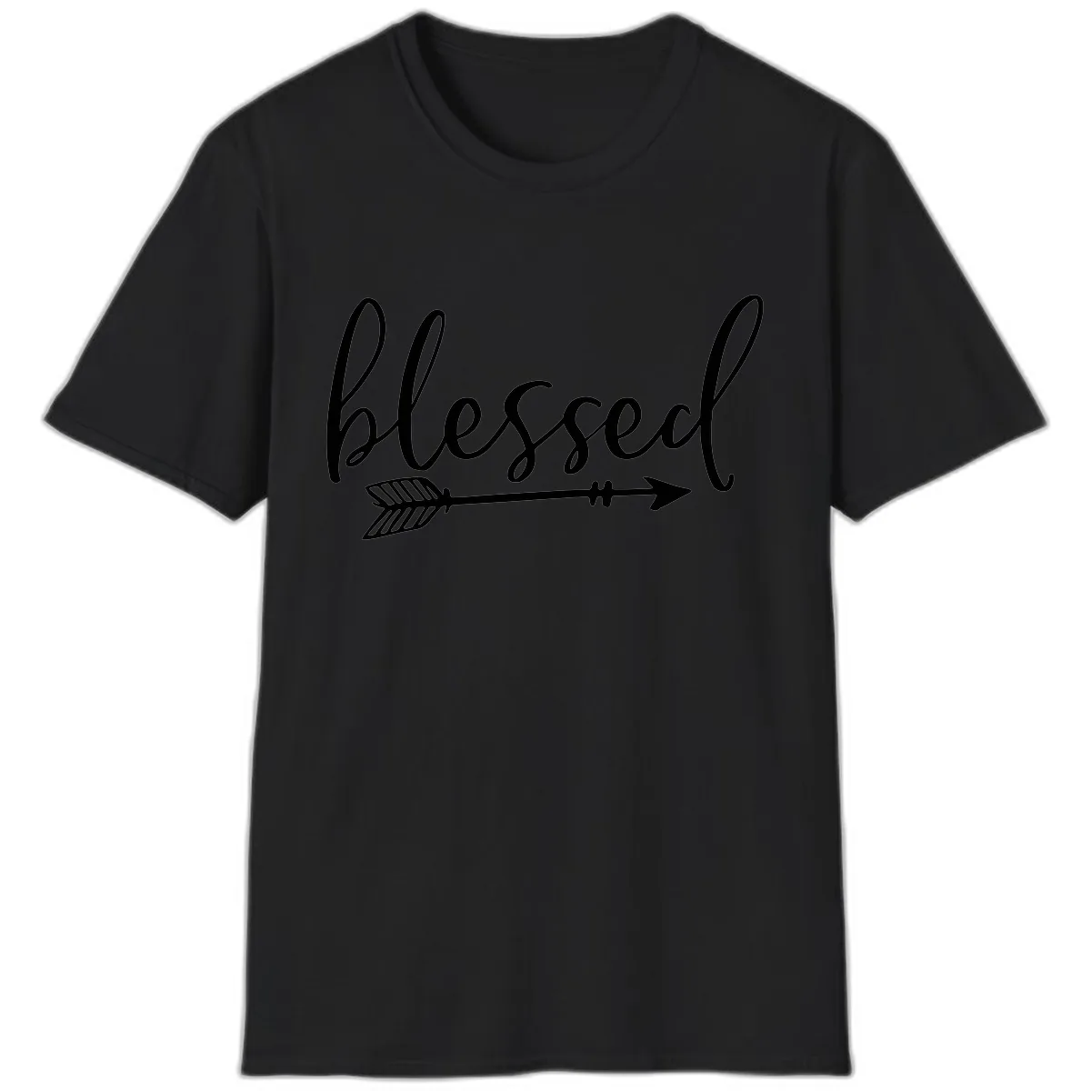Blessed Arrow Script Design T-Shirt in Black