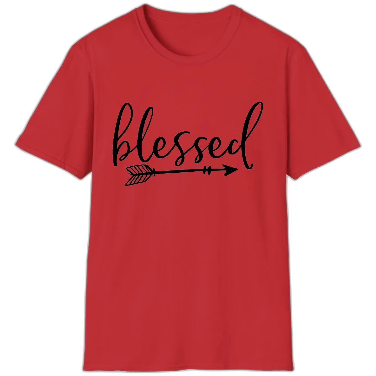 Blessed Arrow Script Design T-Shirt in Red