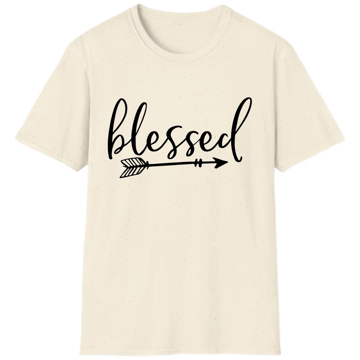 Blessed Arrow Script Design T-Shirt in Natural