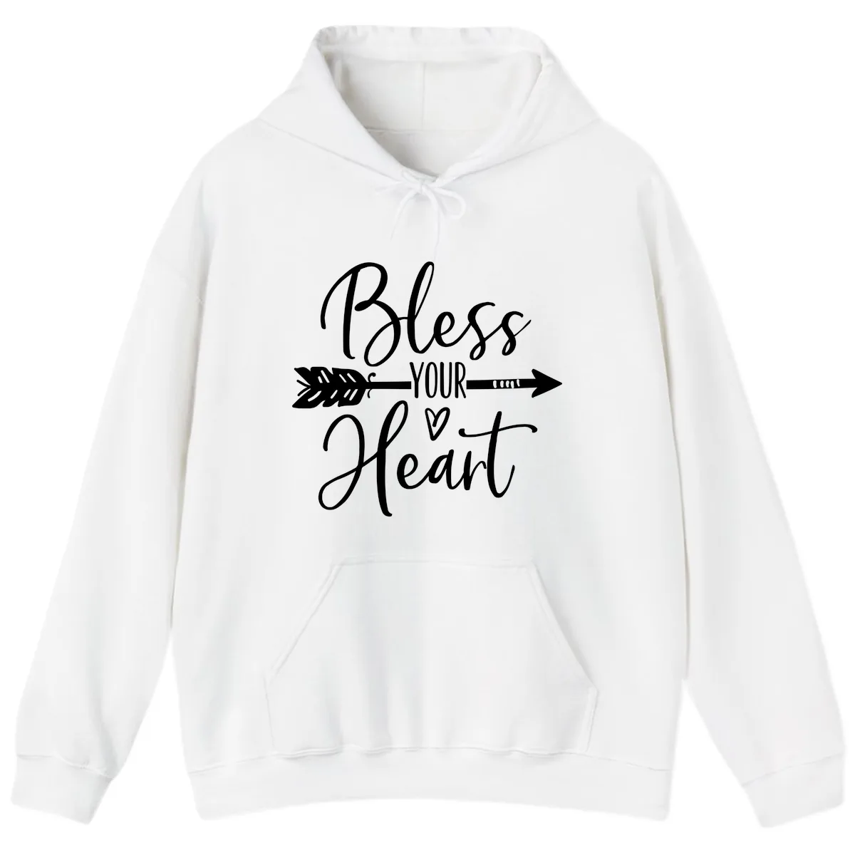 Bless Your Heart Arrow Design Hoodie in White