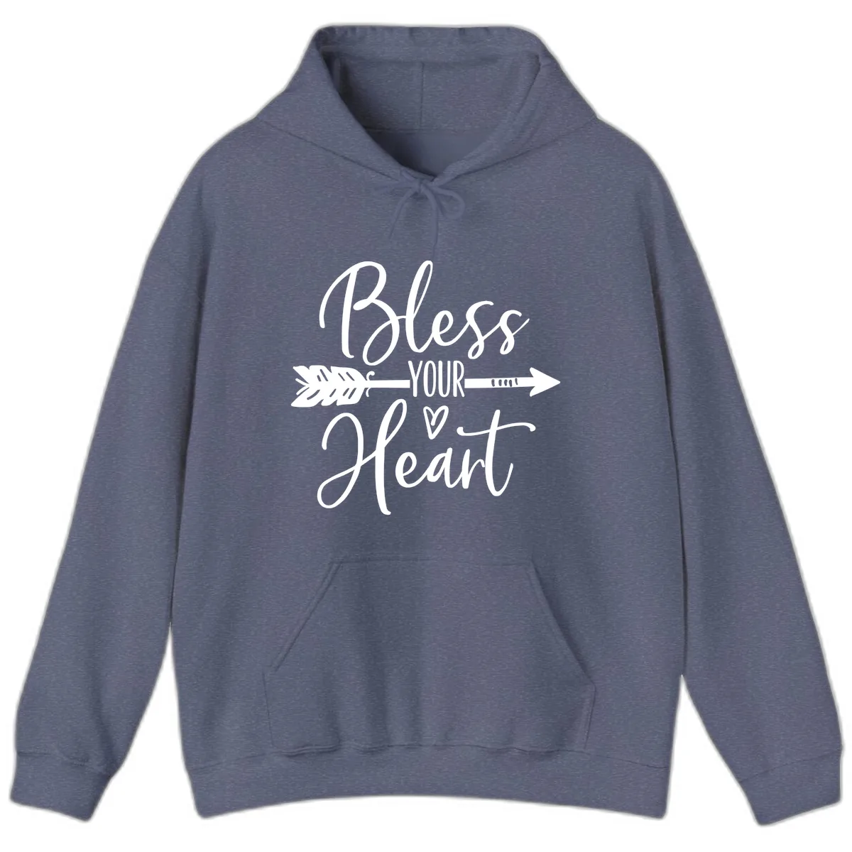 Bless Your Heart Arrow Design Hoodie in Heather Navy