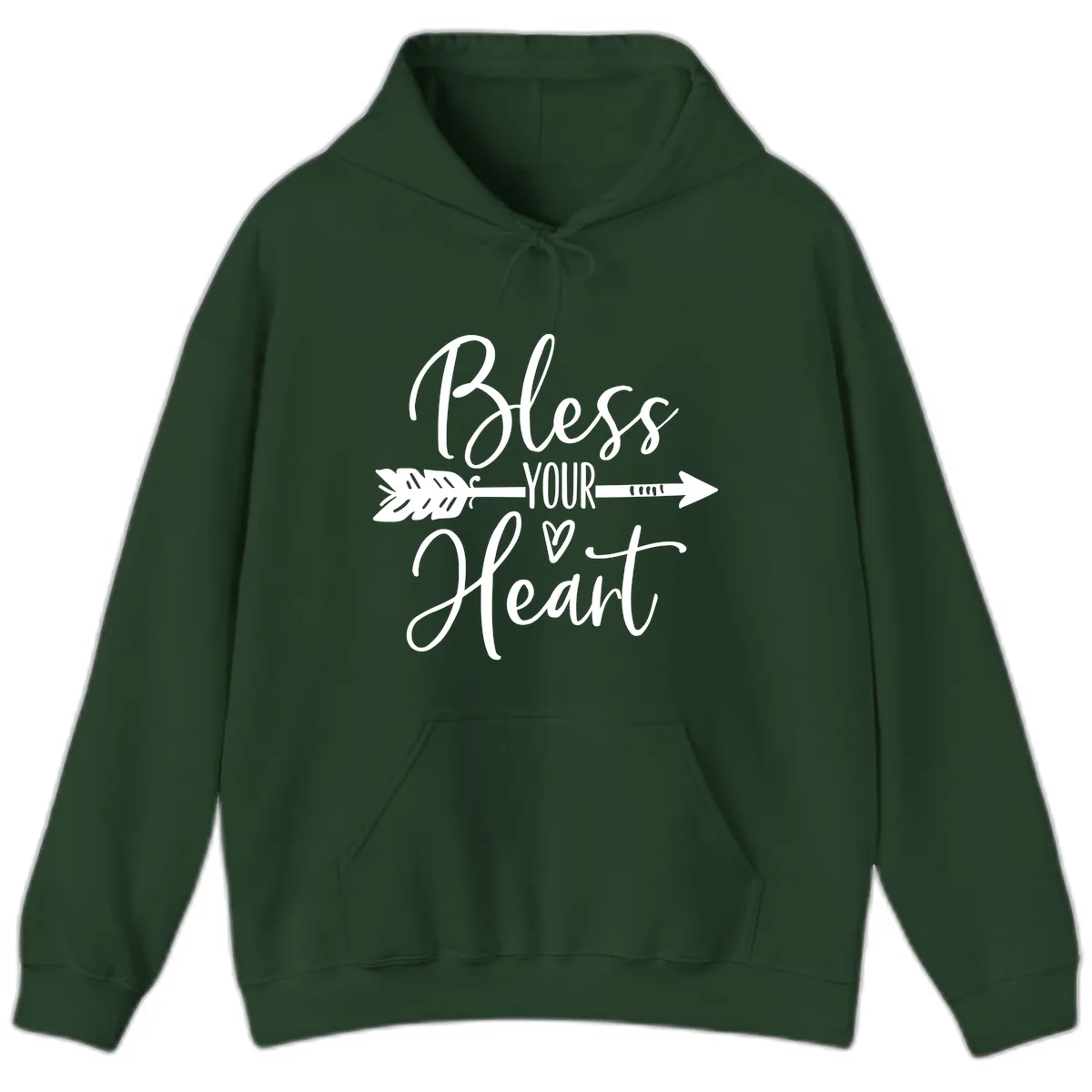 Bless Your Heart Arrow Design Hoodie in Forest Green