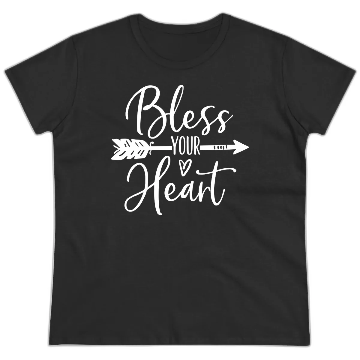 Bless Your Heart Arrow Design Ladies Tee in Black