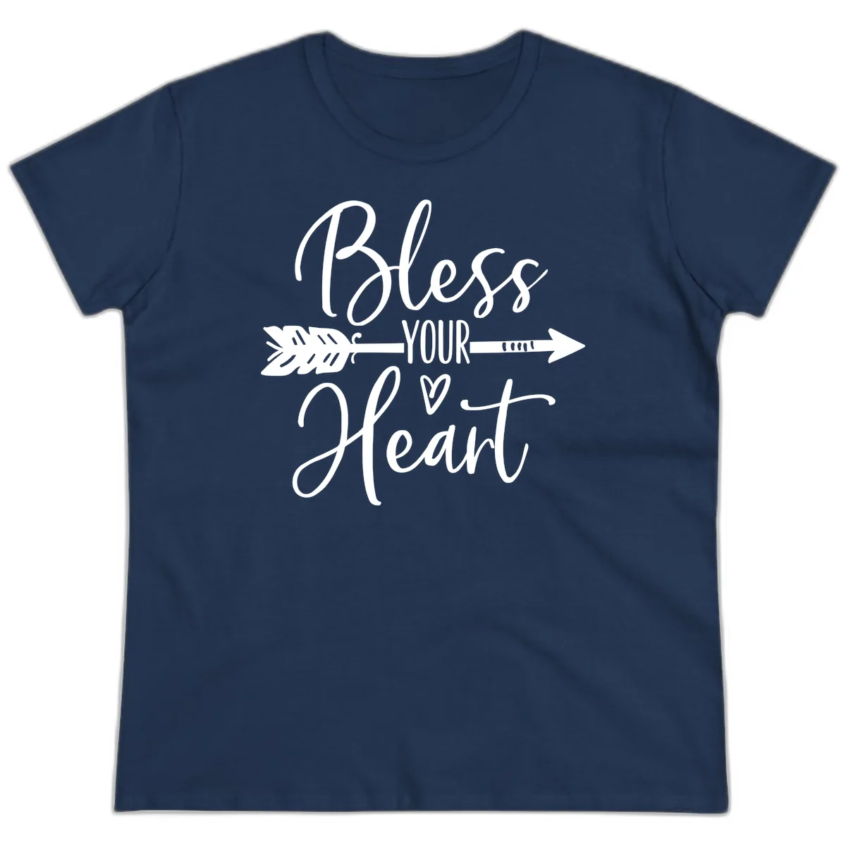 Bless Your Heart Arrow Design Ladies Tee in Navy