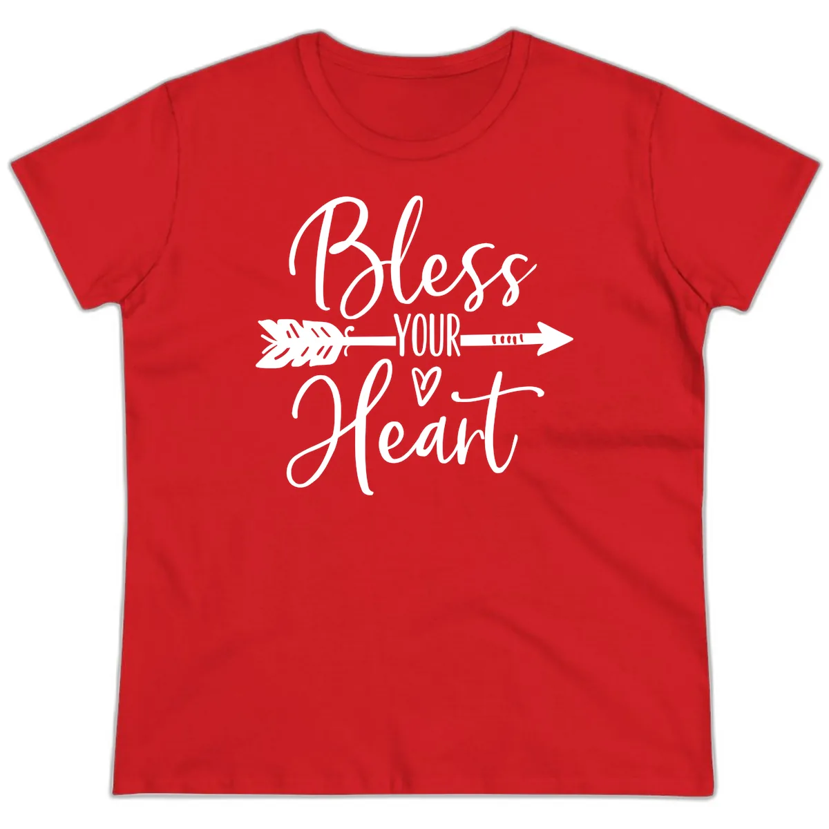 Bless Your Heart Arrow Design Ladies Tee in Red