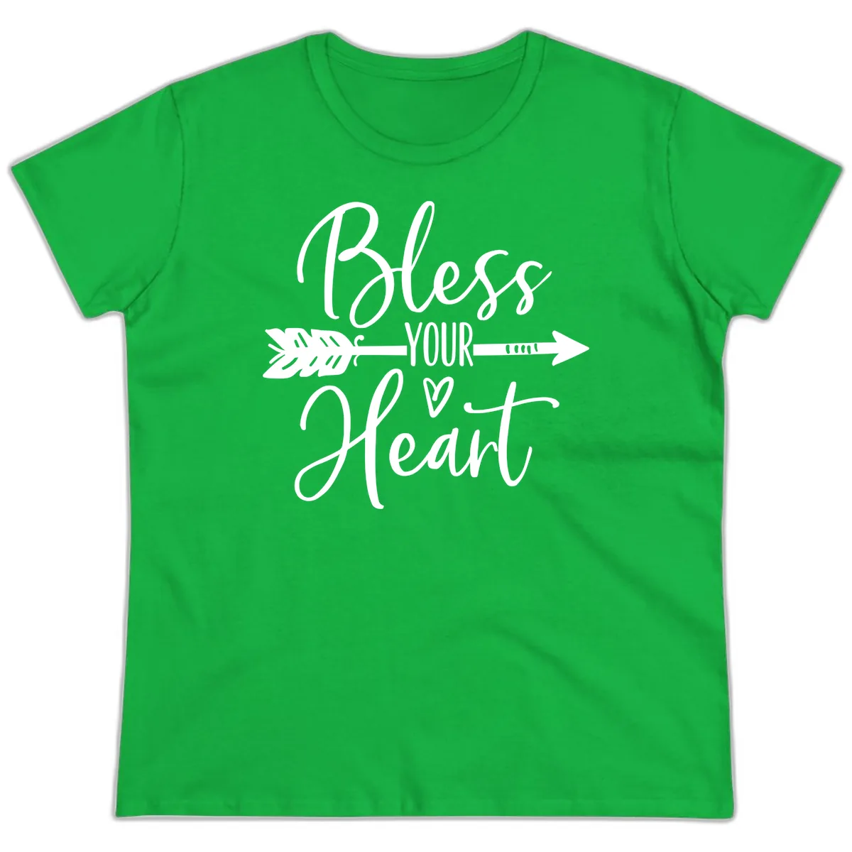 Bless Your Heart Arrow Design Ladies Tee in Irish Green
