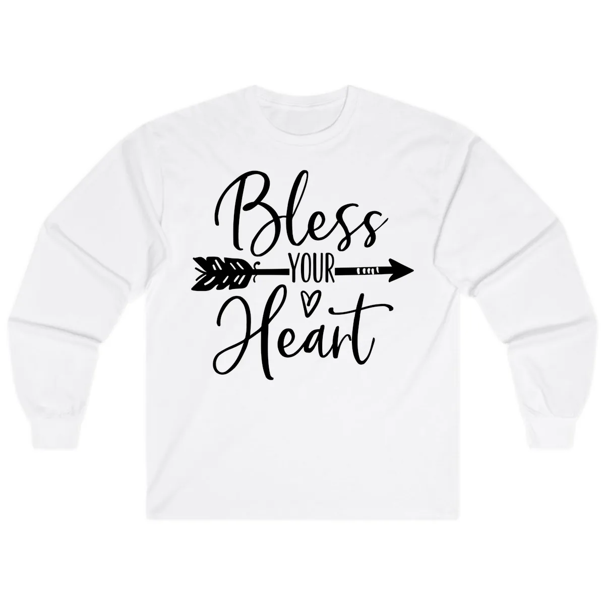 Bless Your Heart Arrow Design Long Sleeve in White