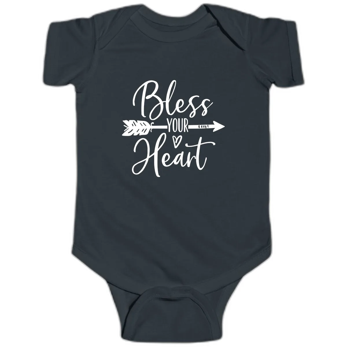 Bless Your Heart Arrow Design Baby Onesie in Black