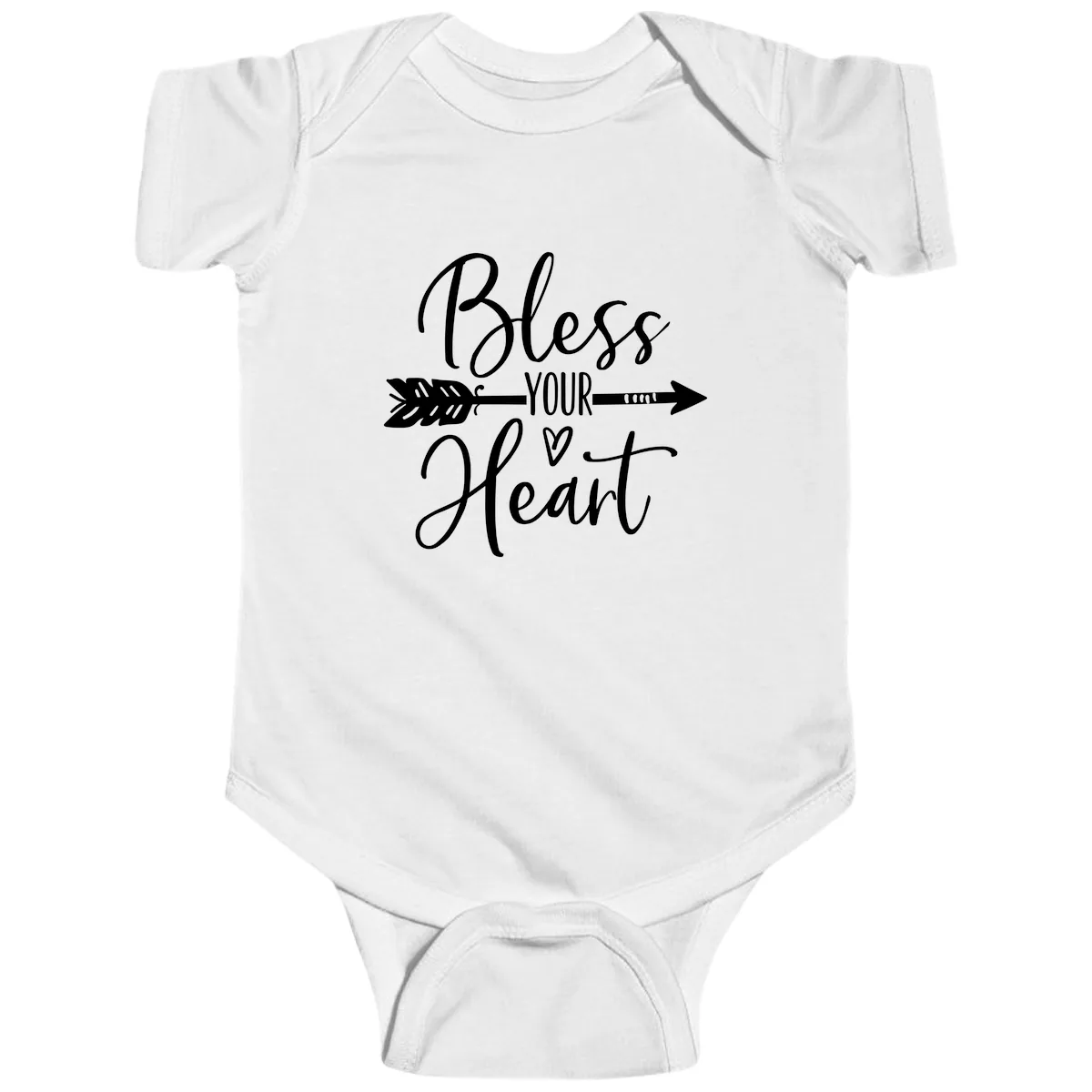 Bless Your Heart Arrow Design Baby Onesie in White
