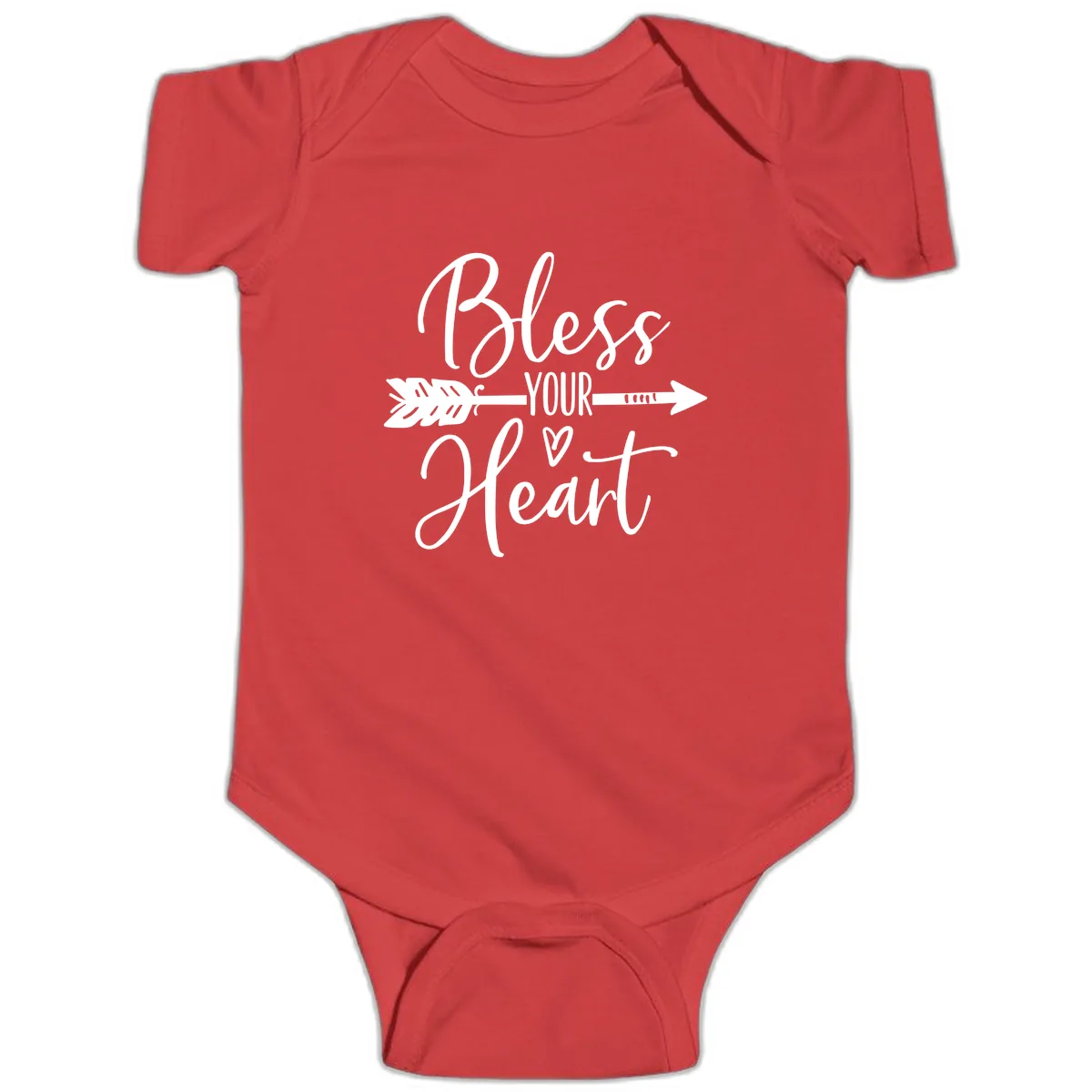 Bless Your Heart Arrow Design Baby Onesie in Red