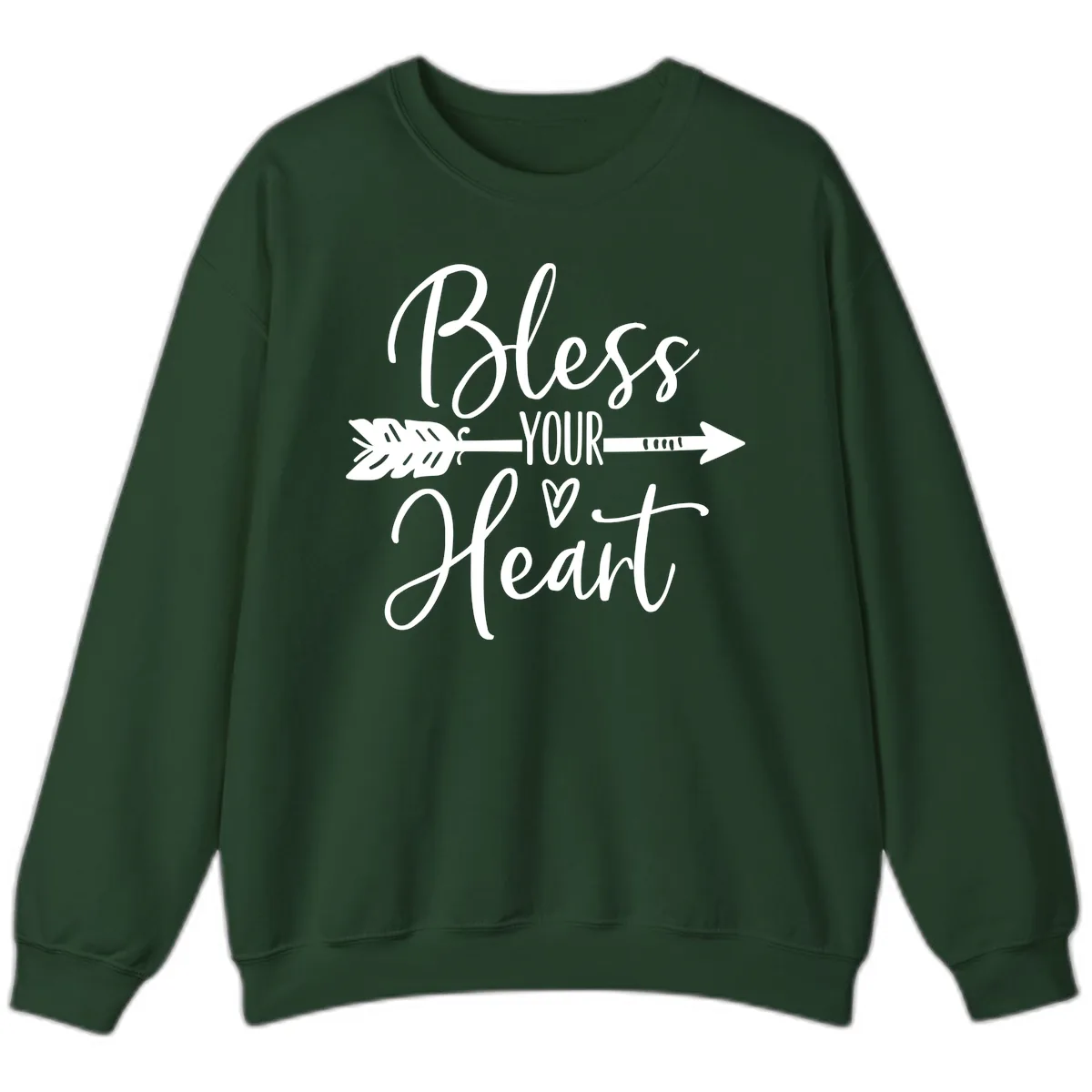 Bless Your Heart Arrow Design Sweatshirt in Forest Green