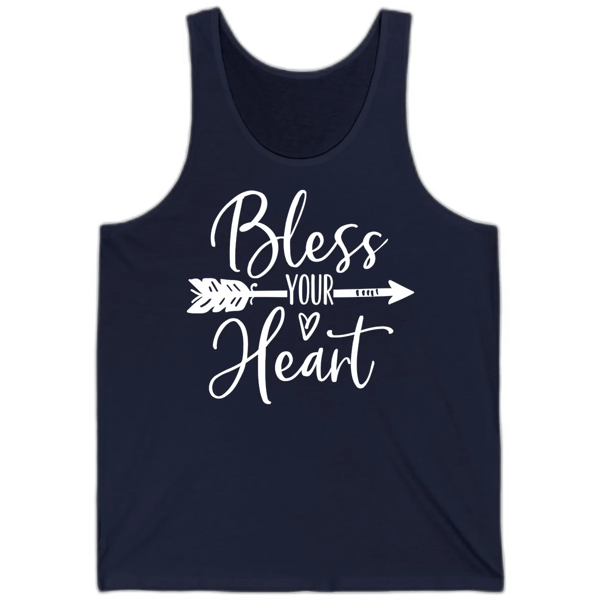 Bless Your Heart Arrow Design Tank in Navy