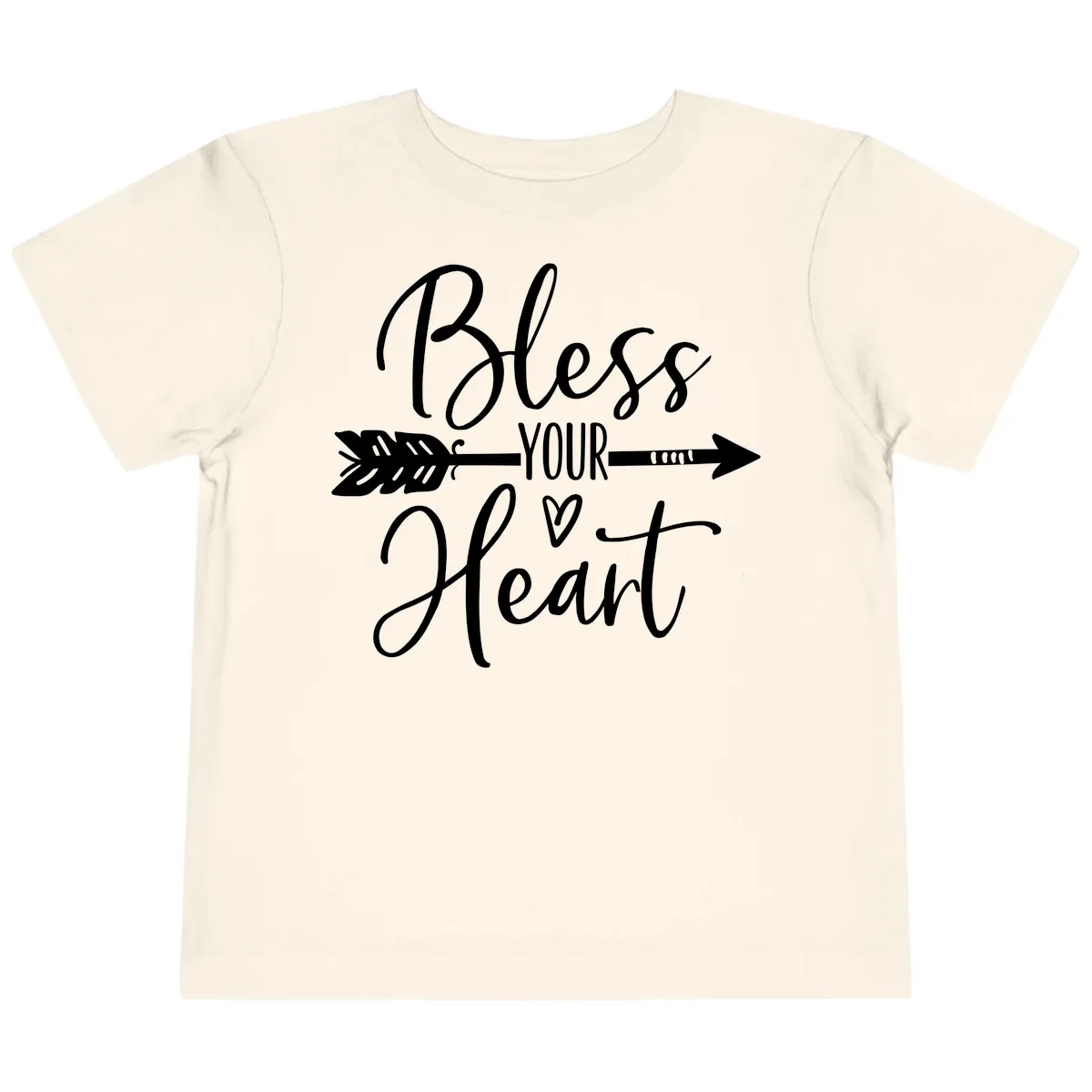 Bless Your Heart Arrow Design Toddler T-Shirt in Natural
