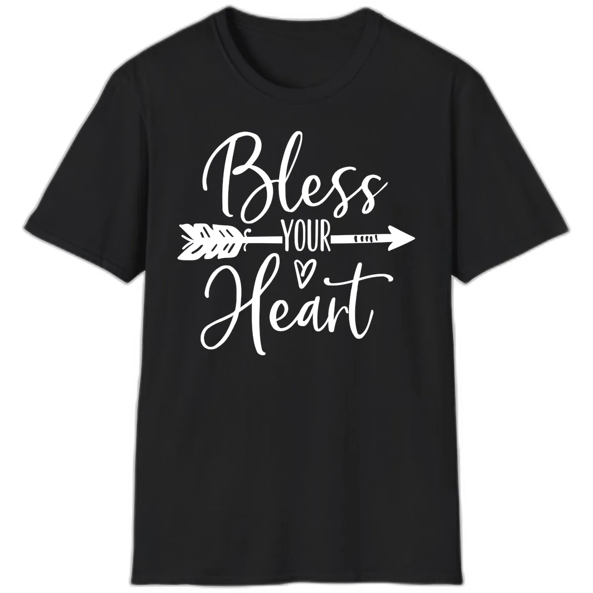 Bless Your Heart Arrow Design T-Shirt in Black