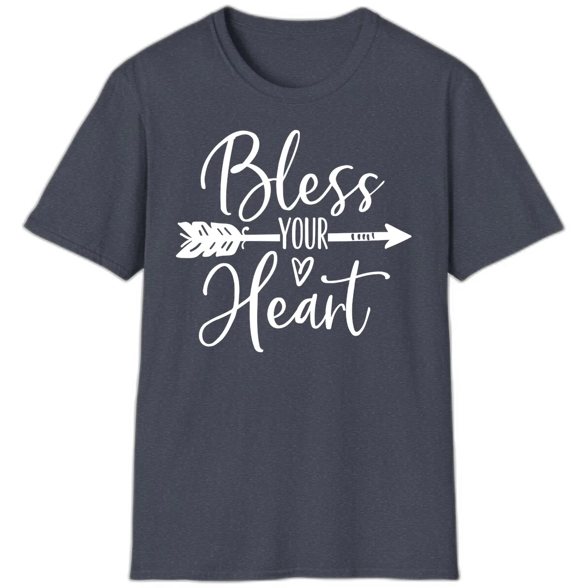 Bless Your Heart Arrow Design T-Shirt in Heather Navy