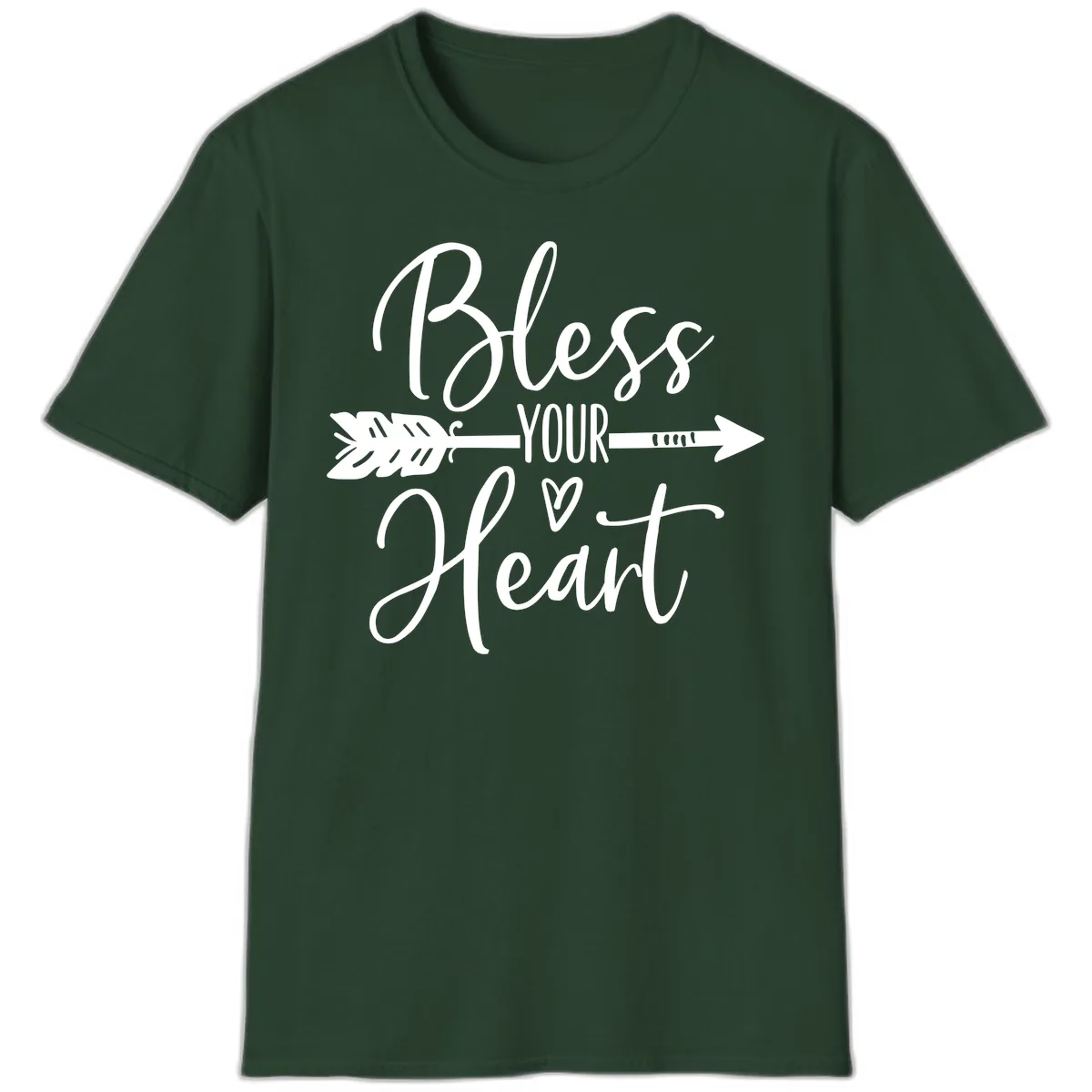 Bless Your Heart Arrow Design T-Shirt in Forest Green