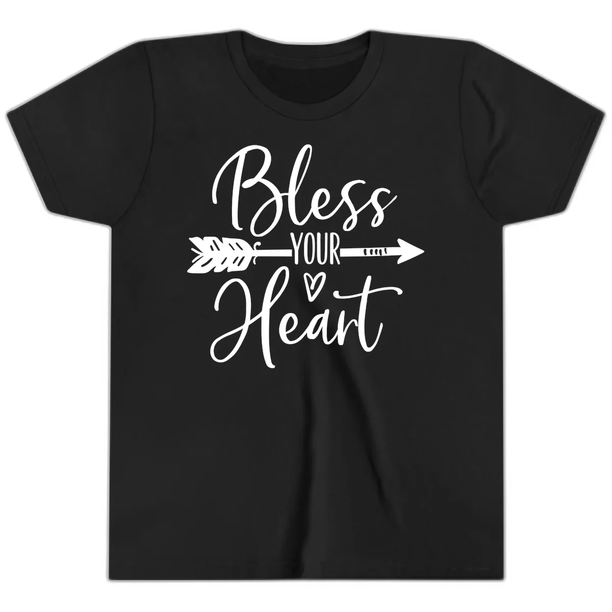 Bless Your Heart Arrow Design Youth T-Shirt in Black