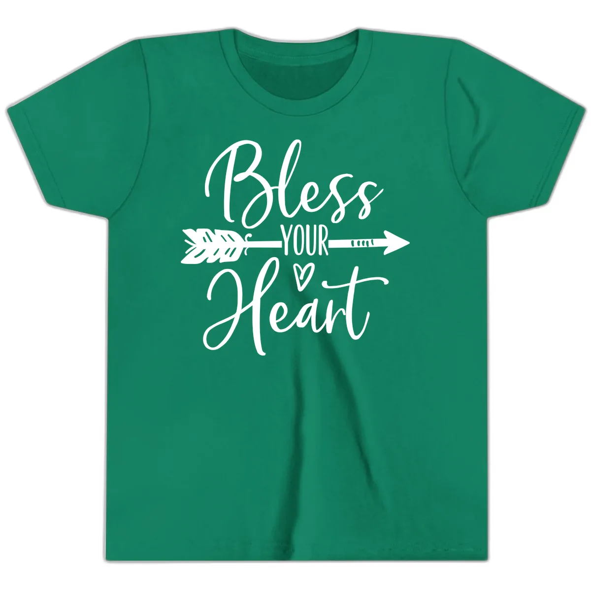 Bless Your Heart Arrow Design Youth T-Shirt in Kelly