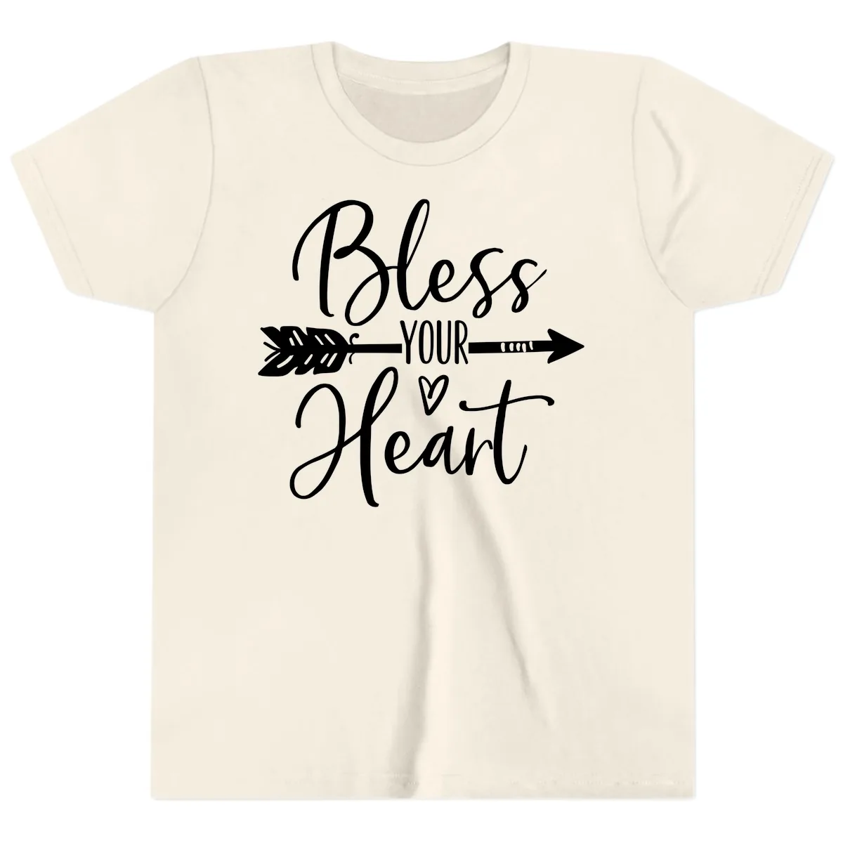 Bless Your Heart Arrow Design Youth T-Shirt in Natural