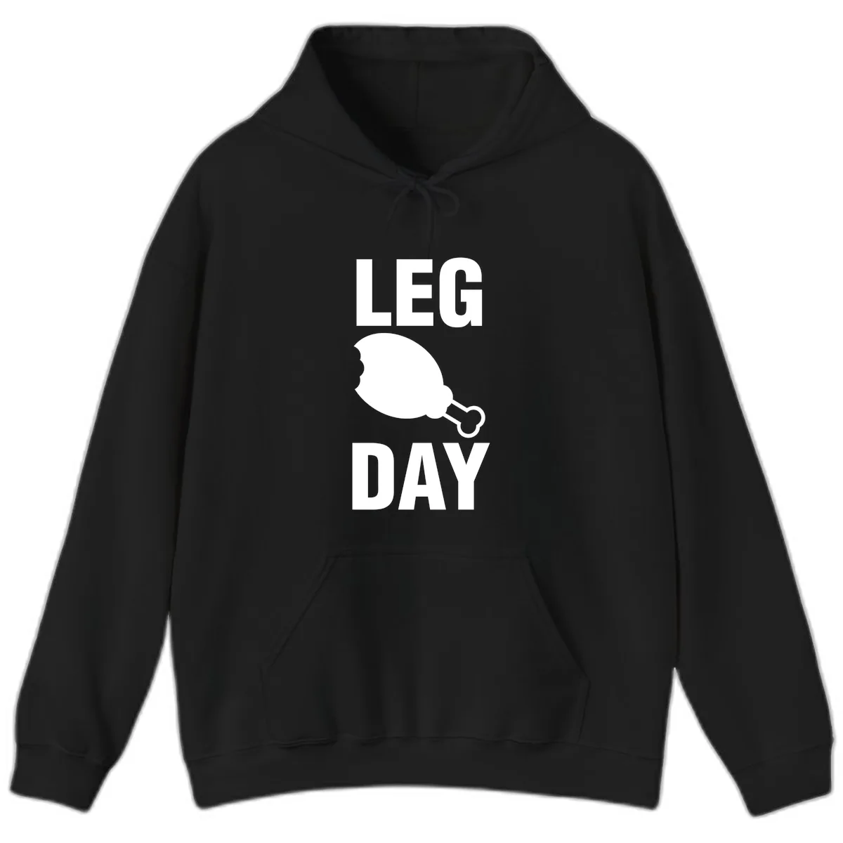 Leg Day Chicken Leg Graphic Hoodie in Black