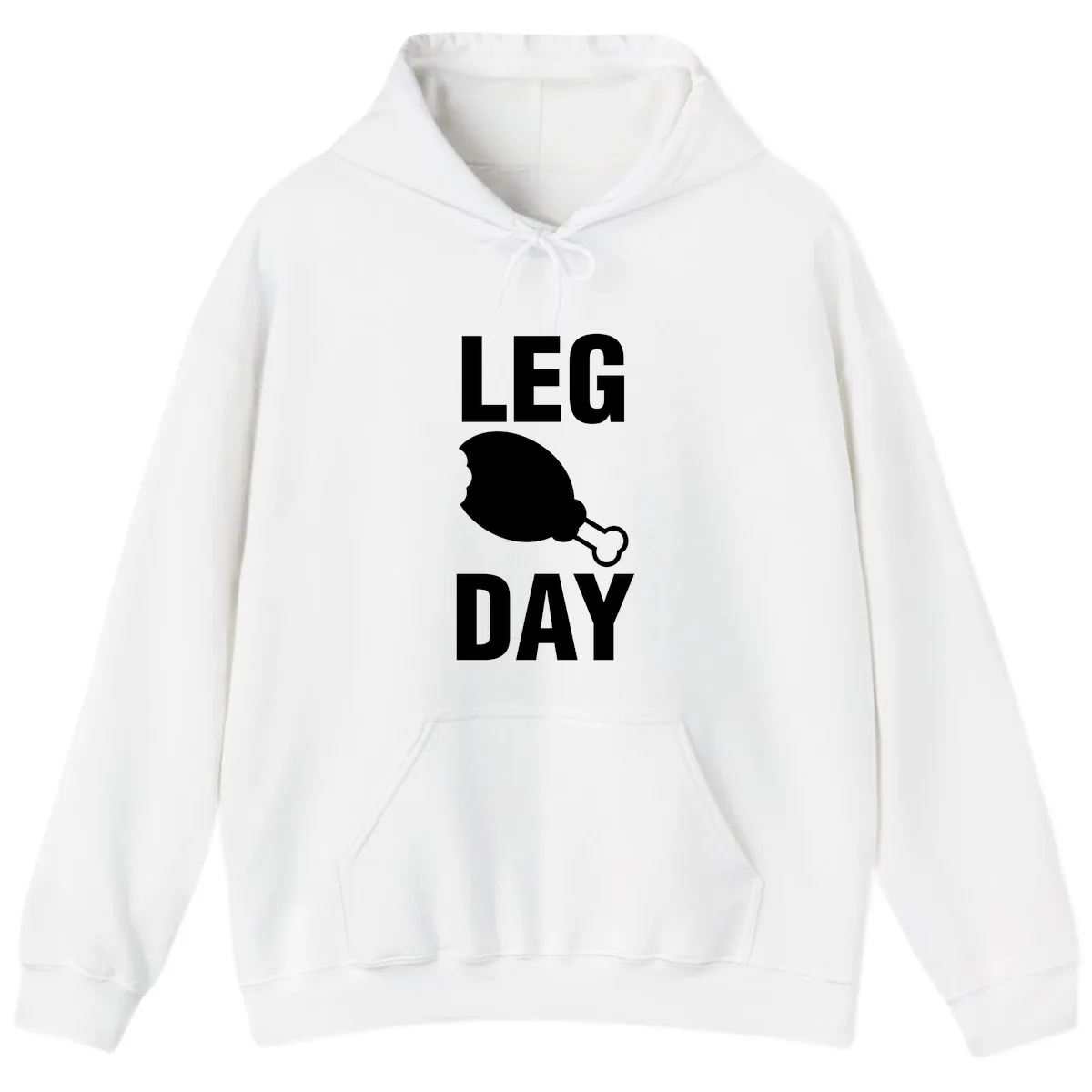 Leg Day Chicken Leg Graphic Hoodie in White