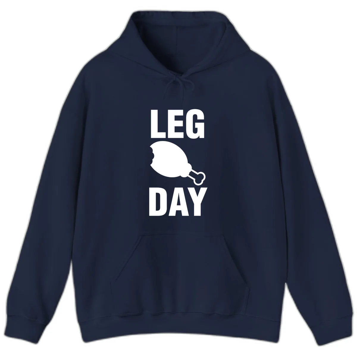 Leg Day Chicken Leg Graphic Hoodie in Navy